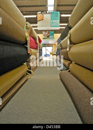 Interior of a carpet store this is Carpetright Stock Photo