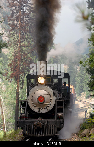 Steam locomotive Georgetown Loop Railroad narrow gauge heritage railroad Georgetown Colorado,train,locomotive, Rocky Mountains, Stock Photo