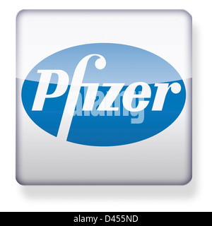 Pfizer logo as an app icon. Clipping path included. Stock Photo