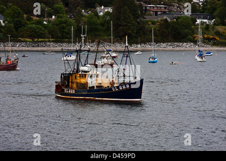 Ullapool, Scotland, fishing boat Zenith cruising the harbour. Stock Photo