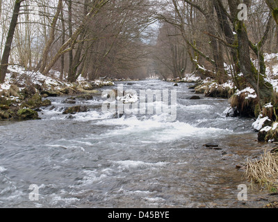 river 'White Rain' Bavarian Forest Germany / Fluss 'Weisser Regen' Bayerischer Wald Deutschland in winter Stock Photo