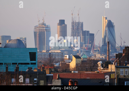 London UK city skyline, early evening,  viewed from the South East Stock Photo