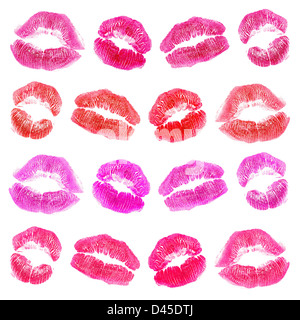 Lipstick marks set. Isolated on white background. Stock Photo