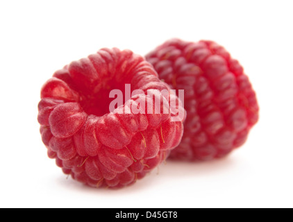 Raspberry fruit macro isolated on white background Stock Photo