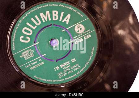 Columbia Record Label on a 45 RPM Single Vinyl Record Stock Photo