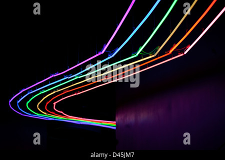 LED lights decoration on roof in museum Stock Photo