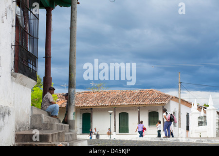 A view of the main street and square of Suchitoto El Salvador. Stock Photo