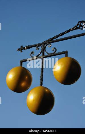 pawn brokers shop sign, Leicester, England, UK Stock Photo