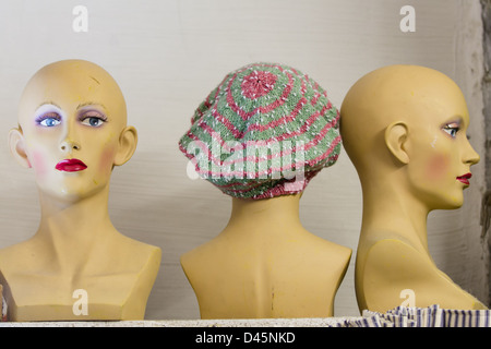 Three manequin heads, same but different. Stock Photo