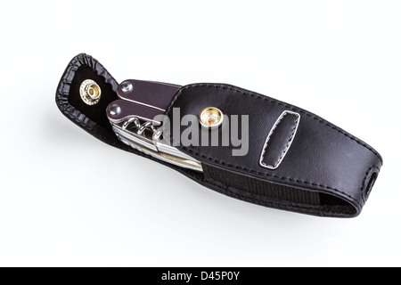 steel folding multitool isolated on a white background Stock Photo