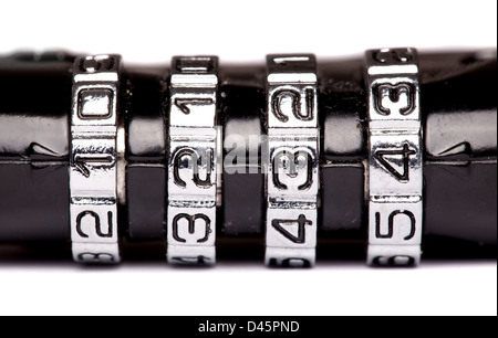 Combination padlock close up on a white background Stock Photo