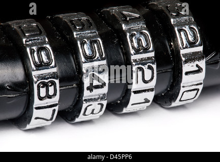 Combination padlock close up with chrome numbers Stock Photo