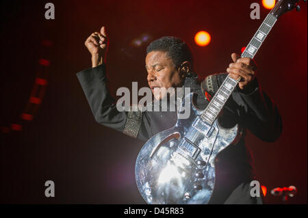 Munich, Germany. 5th March, 2013. Tito Jackson of the US group 'The Jacksons' performs on stage at Olympiahalle in Munich, Germany, 05 March 2013. They performed songs of the legendary Jackson 5. Photo: Marc Mueller/dpa/Alamy Live News Stock Photo