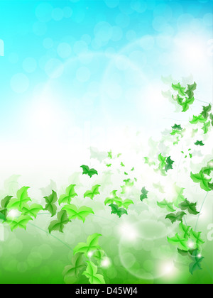 Spring Background with leaf Butterflies on a fresh background Stock Photo