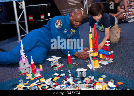 The 'Build the Future' activity at Cape Canaveral, led by NASA Associate Administrator for Education and astronaut Leland Melvin, engaged participants in hands-on STEM learning and space-themed construction with LEGO. Stock Photo