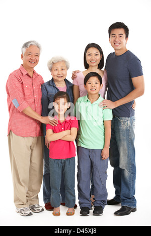Full Length Studio Shot Of Multi-Generation Chinese Family Stock Photo