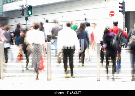 Commuters Crossing Busy Hong Kong Street Stock Photo