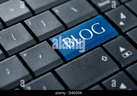 Modern keyboard with blog text on enter key. Stock Photo