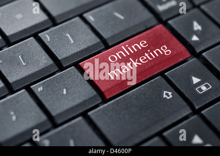 online marketing or internet marketing concepts, with message on enter key of keyboard Stock Photo