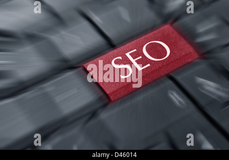 SEO concepts, with message on enter key of keyboard Stock Photo