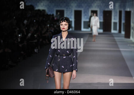 Models wear creations for the Louis Vuitton Spring-Summer 2022  ready-to-wear fashion show presented in Paris, Tuesday, Oct. 5, 2021.  (Photo by Vianney Le Caer/Invision/AP Stock Photo - Alamy