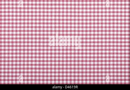 red checkered fabric closeup , tablecloth texture Stock Photo