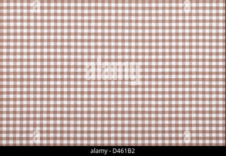brown checkered fabric closeup , tablecloth texture Stock Photo