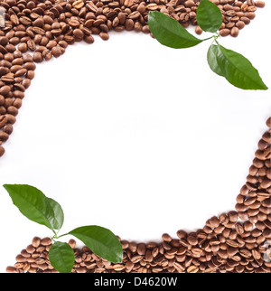 coffee beans close up isolated on white Stock Photo