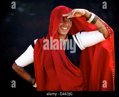 Rabari woman looking out. Stock Photo