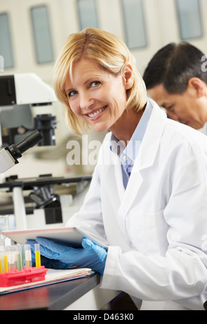 Female Scientist Using Tablet Computer In Laboratory Stock Photo
