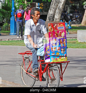 selling ice cream from a bicycle