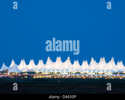 Denver International Airport at night. Stock Photo