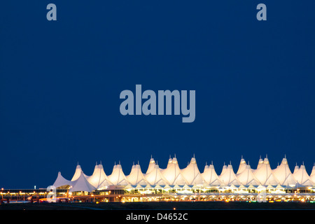 Denver International Airport at night. Stock Photo