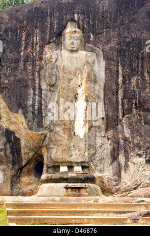 ROCK CUT BUDDHA AT BUDURUWAGALA  THE  TALLEST BUDDHA AT 51 FEET OR 16 METERS IN SRI LANKA Stock Photo