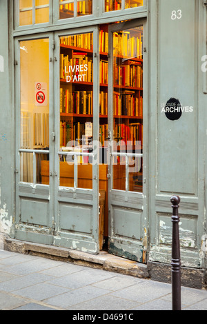 Old world bookstore in Les Marais district of Paris France Stock Photo