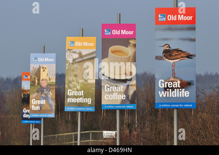 RSPB  Old Moor advertising signs Stock Photo