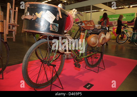 Collection of antique bicycles, the bicycle in the foreground of the milliner Stock Photo