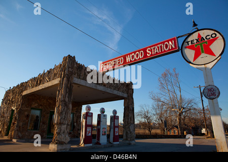 Old retro gas station pumps, route 66, west Texas, USA Stock Photo