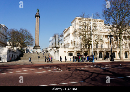 The Duke of York Column in Waterloo Place at the top of the Duke of York Steps from The Mall in central London. Stock Photo