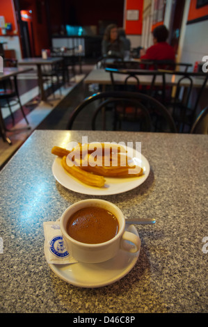 Hot chocolate and churros Las Palmas de Gran Canaria city Gran Canaria island the Canary Islands Spain Europe Stock Photo