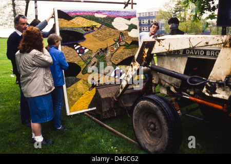 Well Dressing at Etwall Derbyshire England UK display to mark the 50th anniversary of the Spitfire RAF Stock Photo