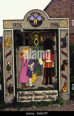 Well Dressing at Etwall Derbyshire England UK display to mark the 60th birthday of Queen Elizabeth II 1926 - 1986 Stock Photo