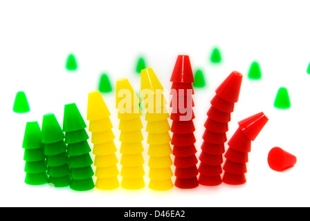 scale of values ??formed with colored pieces on white background Stock Photo