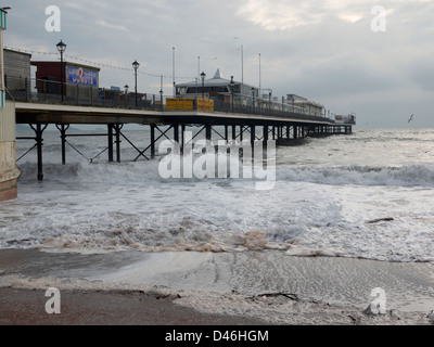 Paignton pier on a stormy day Stock Photo