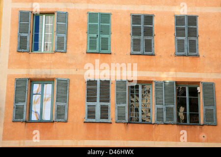 Typical facade, Nice, French Riviera, Provence, France Stock Photo