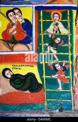 Wall Paintings, Bet Maryam Monastery, Lake Tana, Bahir Dar, Northern Ethiopia Africa Stock Photo