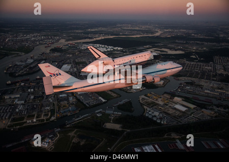 Endeavour Ferried By SCA Fly-over Houston, TX (jsc2012e216915) Stock Photo