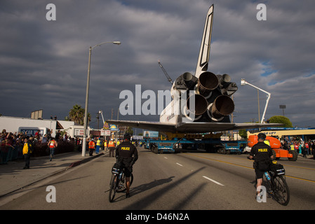 The Space Shuttle Endeavour was transported by land to the California ...