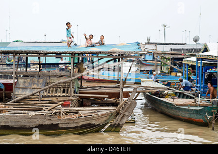 Kampong Luang floating village , Tonle Sap , Cambodia Stock Photo