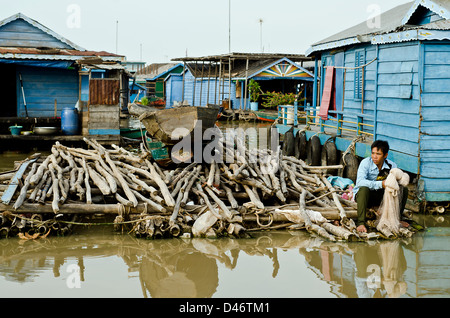 Kampong Luang floating village , Tonle Sap , Cambodia Stock Photo